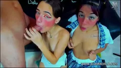 Oynat Deepthroat amatörleri ve büyük eşekli vahşi üçlü orgy